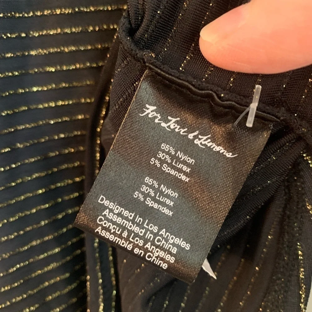 For Love & Lemons KNITZ Long Sleeve Crop Top Black & Gold Stripe XS - Picture 8 of 9